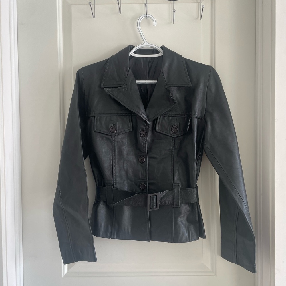 Pleaser Black Belted Leather Jacket